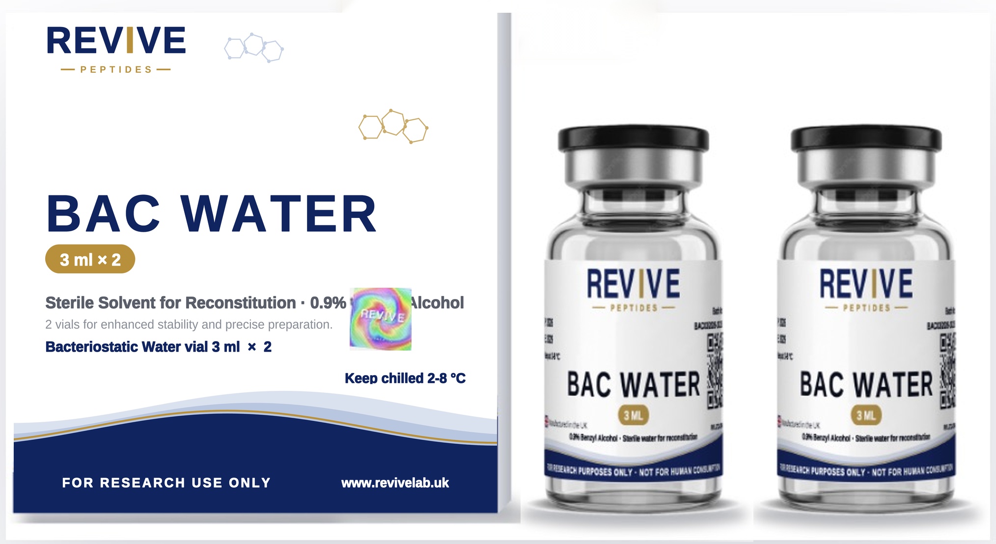 الماء البكتيريوستاتي 3 mL × 2 باقة ببتيد بحثي الإمارات