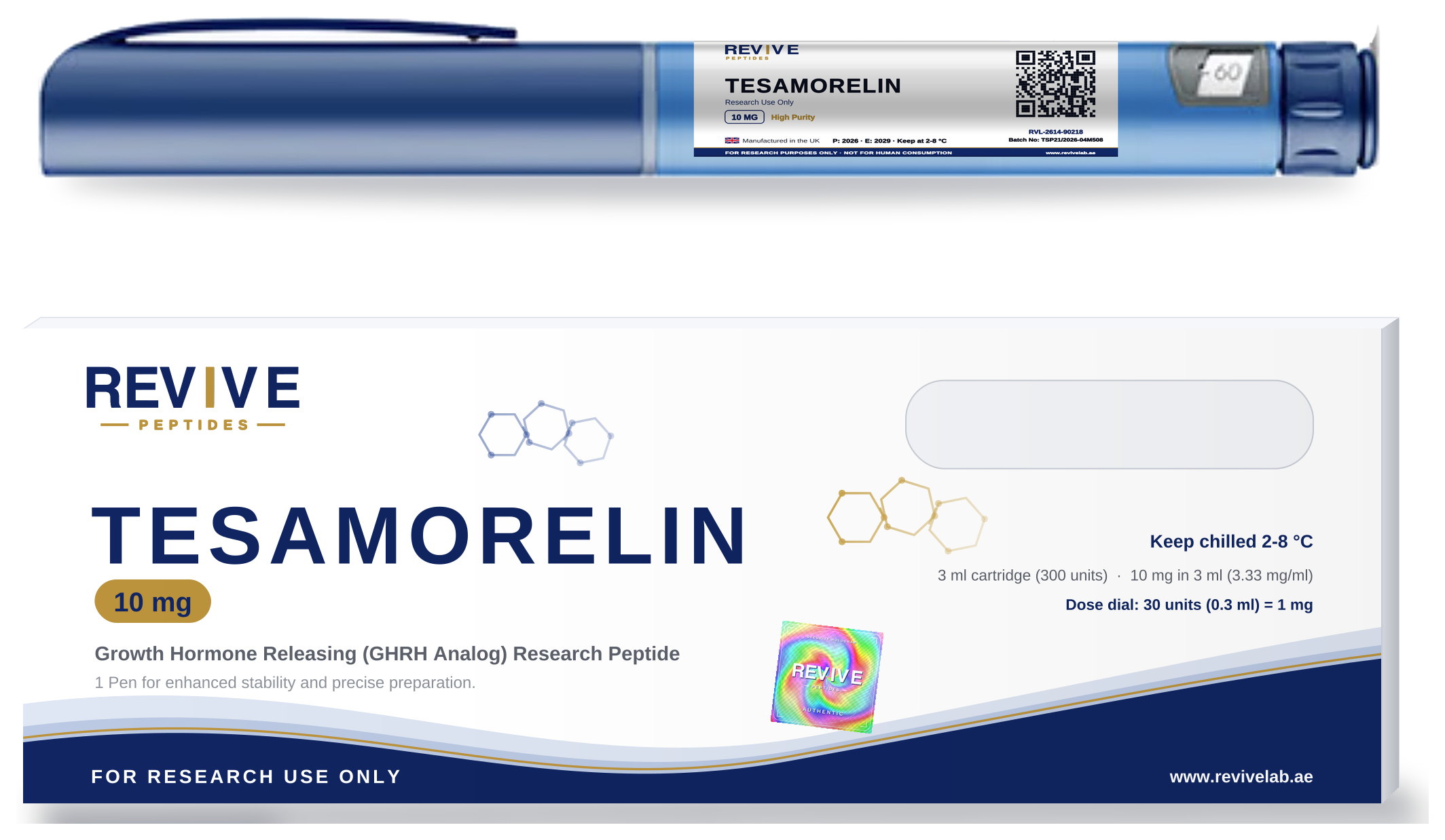 Tesamorelin Pen 10 mg research peptide vial UAE